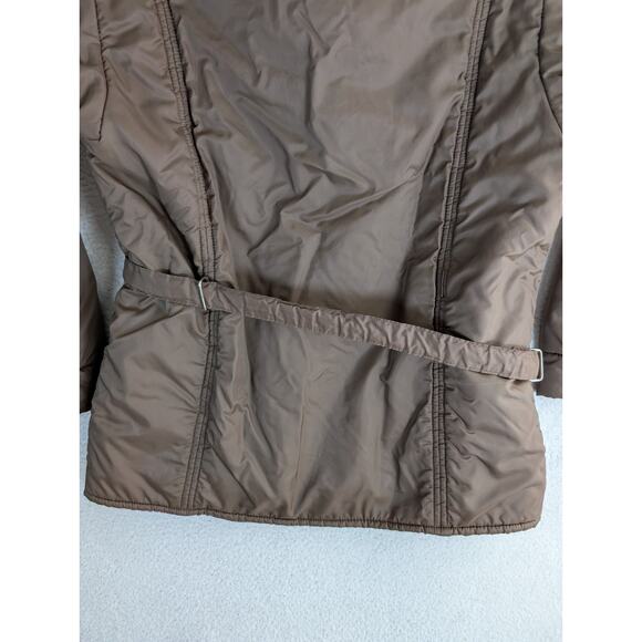 Vintage Penneys Jacket Nylon Womens Large Brown Poly Fill Belted 50s 60s - Picture 12 of 15